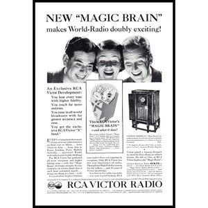 1934 RCA Victor Radio Vintage Print Ad Antique Console Radio Wall Art